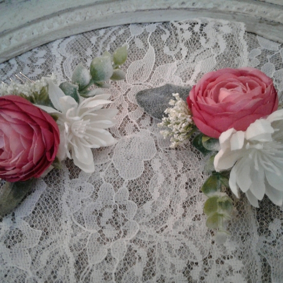 Wedding Hair Bridal Pink Hair Accents Wedding  FINAL SALE - Picture 6 of 11